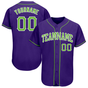 Custom Purple Neon Green-White Authentic Baseball Jersey