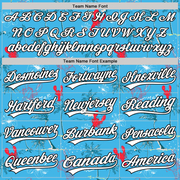 Custom Sky Blue White-Black 3D Tropical Beach Hawaii Palm Tree And Lobster Authentic Baseball Jersey