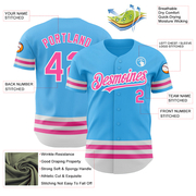Custom Sky Blue Pink-White Line Authentic Baseball Jersey