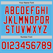 Custom Sky Blue Red-White Line Authentic Baseball Jersey