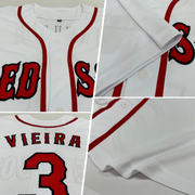 Custom White Red-Navy Baseball Jersey