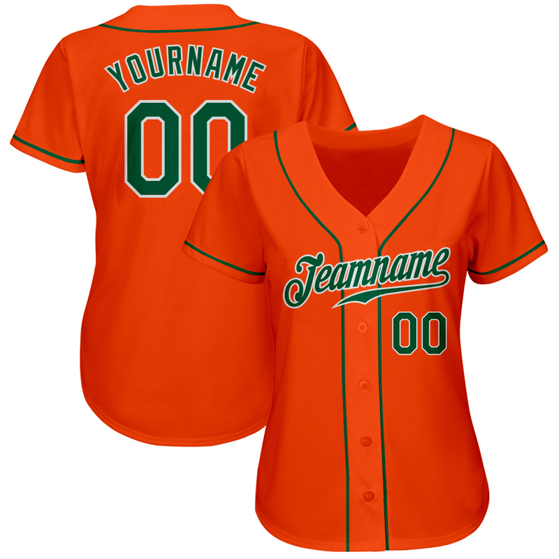 Custom Orange Kelly Green-White Authentic Baseball Jersey