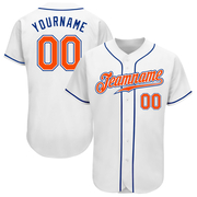 Custom White Orange-Royal Authentic Baseball Jersey