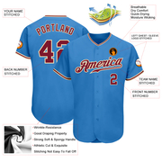 Custom Powder Blue Crimson-City Cream Authentic Baseball Jersey