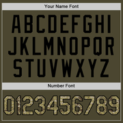 Custom Olive Camo Black-Old Gold Authentic Throwback Salute To Service Baseball Jersey