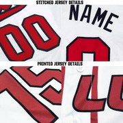 Custom White Red-Navy Baseball Jersey