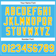 Custom Sky Blue Yellow-White Authentic Baseball Jersey