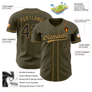 Custom Olive Black-Old Gold Authentic Salute To Service Baseball Jersey