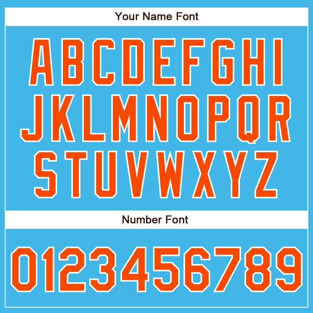 Custom Sky Blue Orange-White Authentic Baseball Jersey