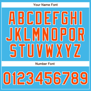 Custom Sky Blue Orange-White Authentic Baseball Jersey