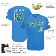 Custom Powder Blue Kelly Green-White Authentic Baseball Jersey