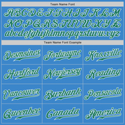 Custom Powder Blue Kelly Green-White Authentic Baseball Jersey