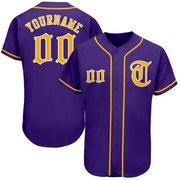Custom Purple Gold-White Authentic Baseball Jersey