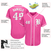 Custom Pink White-Gray Authentic Baseball Jersey
