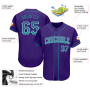 Custom Purple Teal-White Authentic Drift Fashion Baseball Jersey