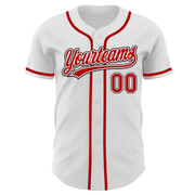 Custom White Red-Black Authentic Baseball Jersey
