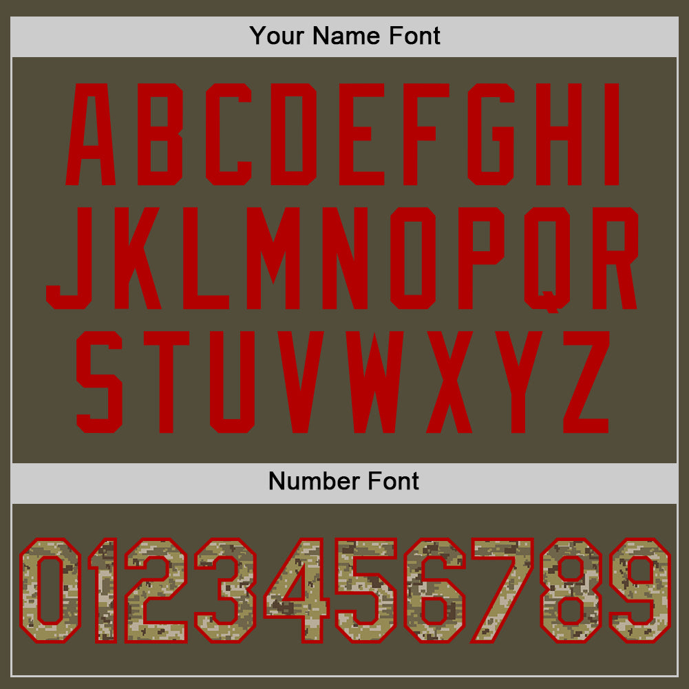 Custom Olive Camo-Red Mesh Authentic Throwback Salute To Service Baseball Jersey