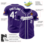 Custom Purple White-Gray Authentic Baseball Jersey