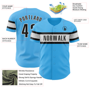 Custom Sky Blue Black-White Authentic Baseball Jersey