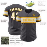 Custom Steel Gray White-Gold Authentic Baseball Jersey