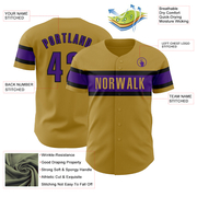 Custom Old Gold Purple-Black Authentic Baseball Jersey