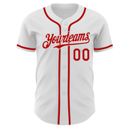 Custom White Red Authentic Baseball Jersey