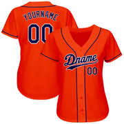 Custom Orange Navy-White Authentic Baseball Jersey