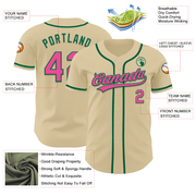 Custom Sand Pink-Kelly Green Authentic Baseball Jersey
