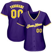 Custom Purple Gold-White Authentic Baseball Jersey