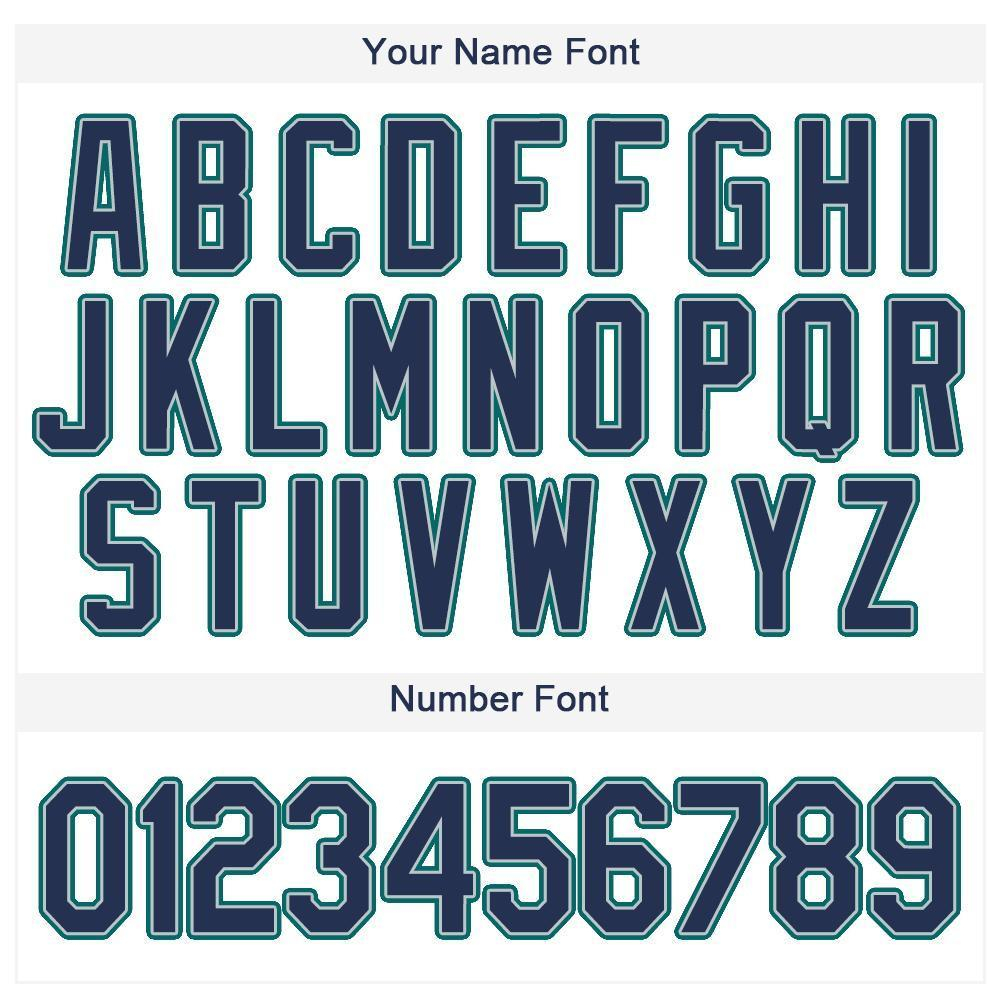 Custom White Navy-Teal Baseball Jersey