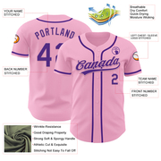 Custom Light Pink Purple Authentic Baseball Jersey