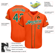 Custom Orange Kelly Green-White Authentic Baseball Jersey