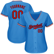 Custom Powder Blue Red-Navy Authentic Baseball Jersey