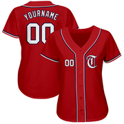 Custom Red White-Navy Authentic Baseball Jersey