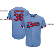 Custom Light Blue Red-Navy Baseball Jersey
