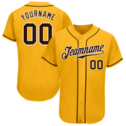 Custom Gold Brown-White Authentic Baseball Jersey