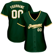 Custom Green White-Gold Authentic Baseball Jersey