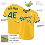 Custom Gold Green-White Authentic Throwback Baseball Jersey