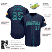 Custom Navy Teal-Gray Authentic Drift Fashion Baseball Jersey