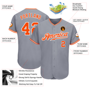 Custom Gray Orange-White Authentic Baseball Jersey