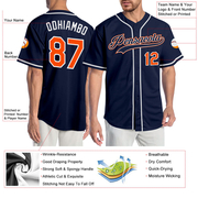 Custom Navy Orange-White Authentic Baseball Jersey