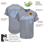 Custom Gray Light Blue-White Authentic Baseball Jersey