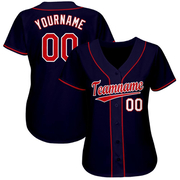 Custom Navy Red-White Baseball Jersey