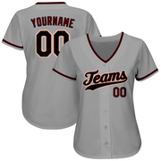 Custom Gray Black-Crimson Authentic Baseball Jersey