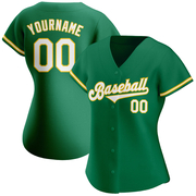 Custom Kelly Green White-Gold Authentic Baseball Jersey