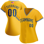 Custom Gold Royal-White Authentic American Flag Fashion Baseball Jersey