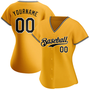 Custom Gold Black-White Authentic Baseball Jersey