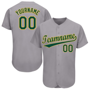 Custom Gray Green-Gold Baseball Jersey