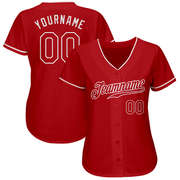 Custom Red Red-White Authentic Baseball Jersey