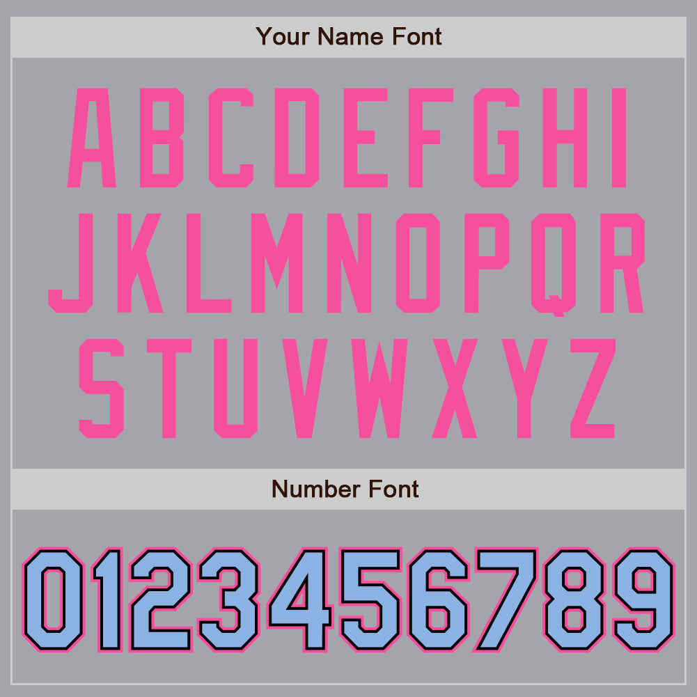 Custom Gray Light Blue Black-Pink Authentic Baseball Jersey